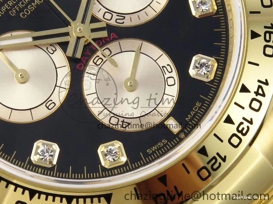 0601 Daytona 126508 QF 1:1 Best Edition Black YG Diamonds Dial on YG Braclet SH4131 V WeatherProof 1314